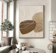 Beige, Brown, Abstract Oil Painting on Canvas