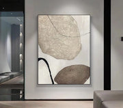 Beige, Brown, Abstract Oil Painting on Canvas