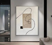 Beige, Brown, Abstract Oil Painting on Canvas