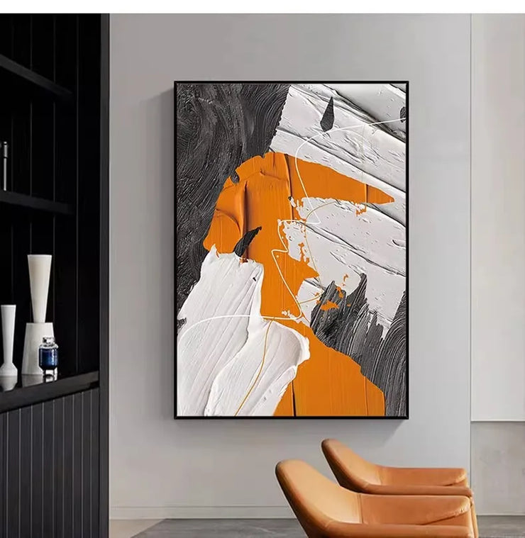 Beige, Brown, Abstract Oil Painting on Canvas