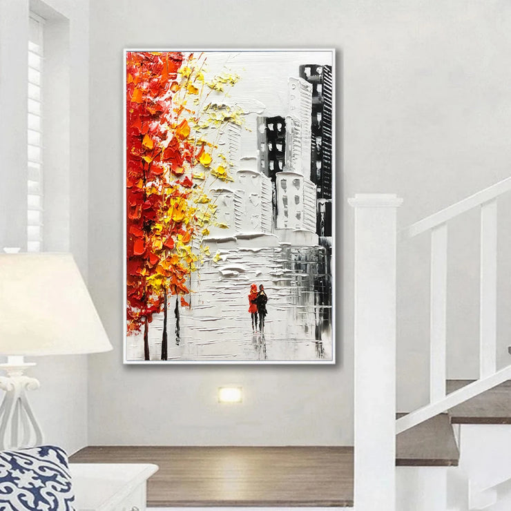 Beige, Brown, Abstract Oil Painting on Canvas