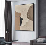 Beige, Brown, Abstract Oil Painting on Canvas