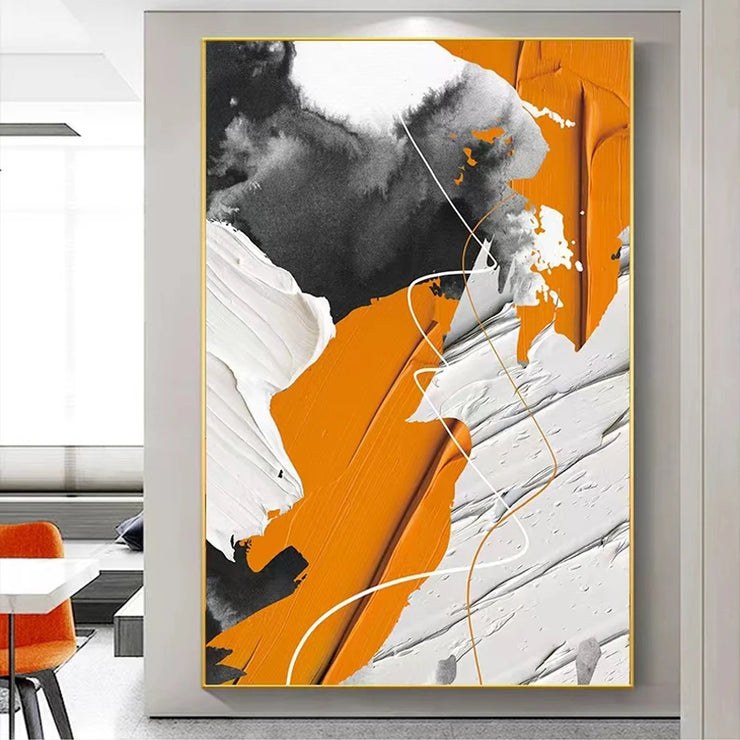 Beige, Brown, Abstract Oil Painting on Canvas