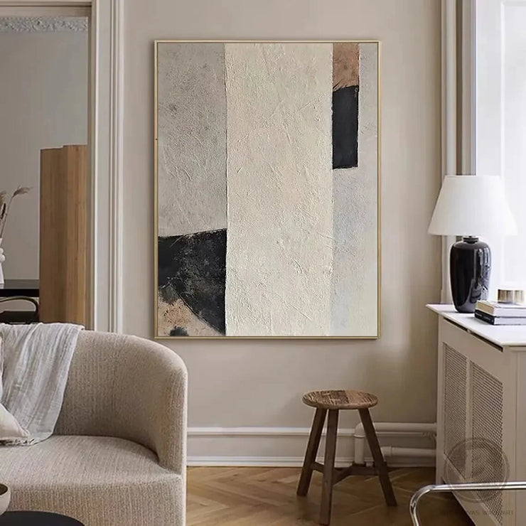 Beige, Brown, Abstract Oil Painting on Canvas