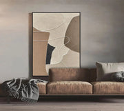 Beige, Brown, Abstract Oil Painting on Canvas